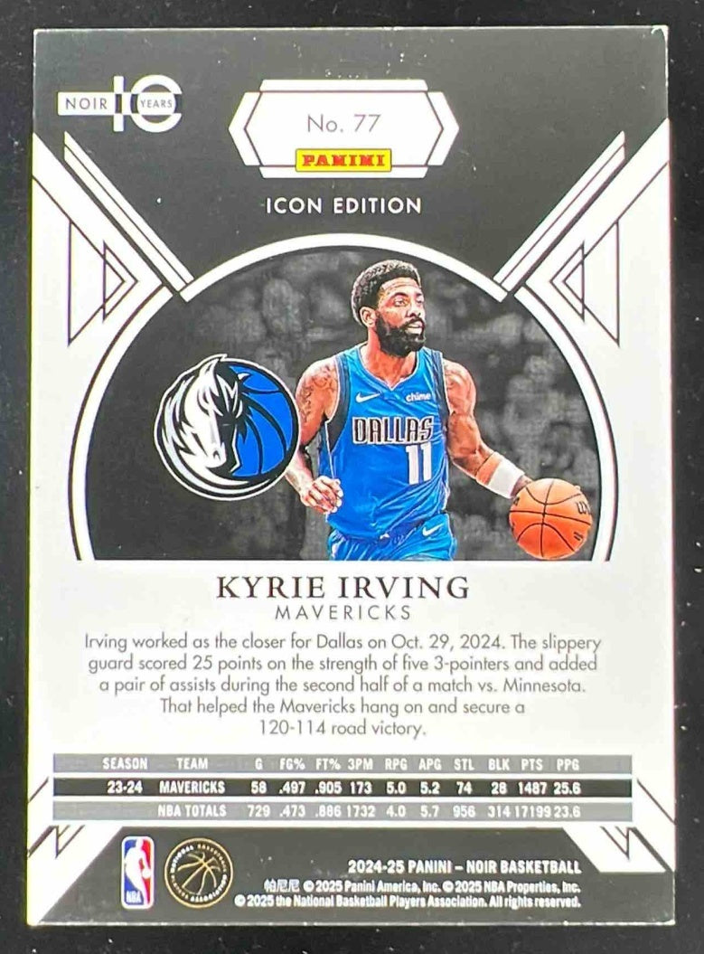 2024 Panini Noir Icon Edition Holo Silver #77 Kyrie Irving /49