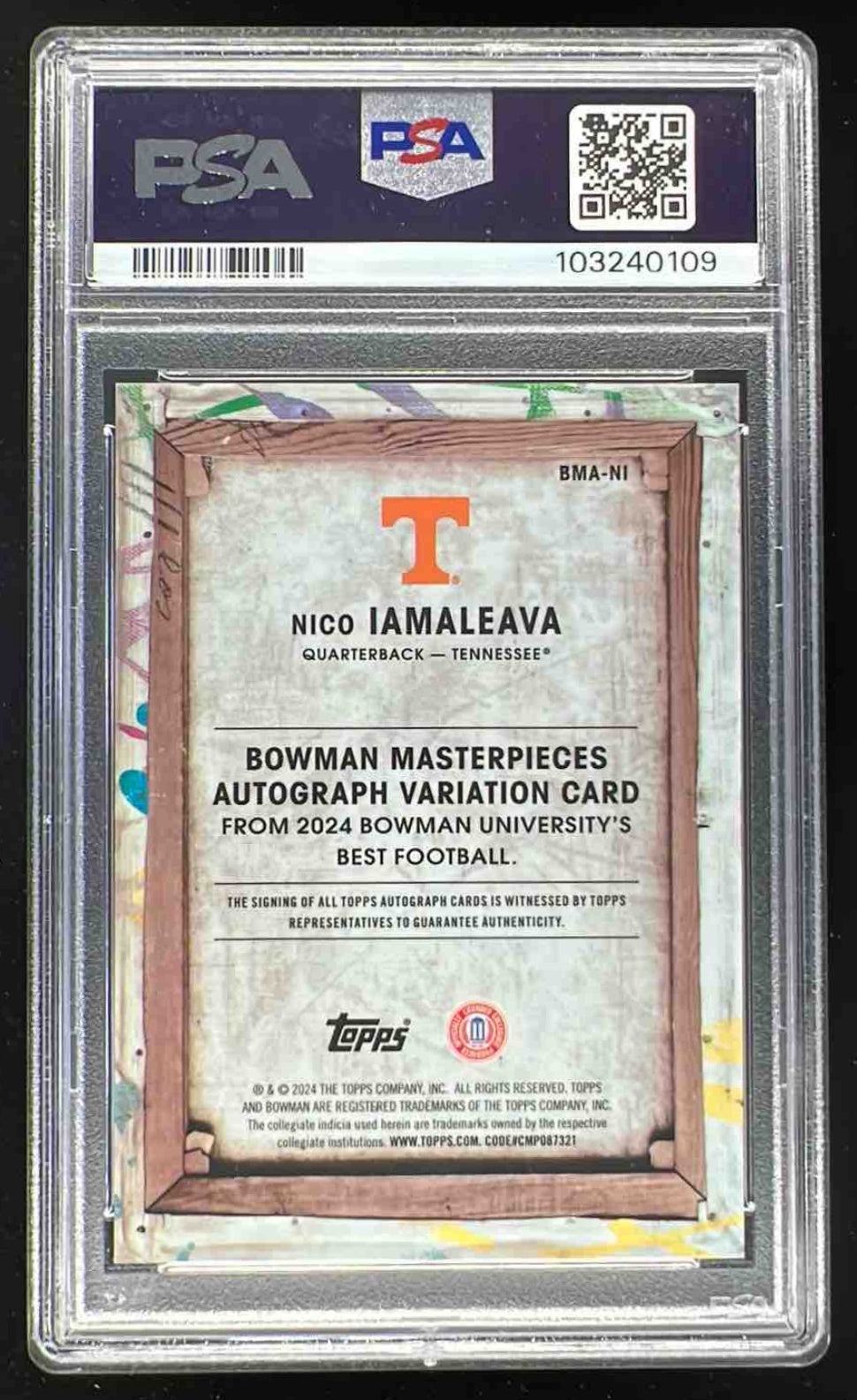 2024 Bowman Best University Masterpieces Gold Nico Iamaleava Auto /50 PSA 10