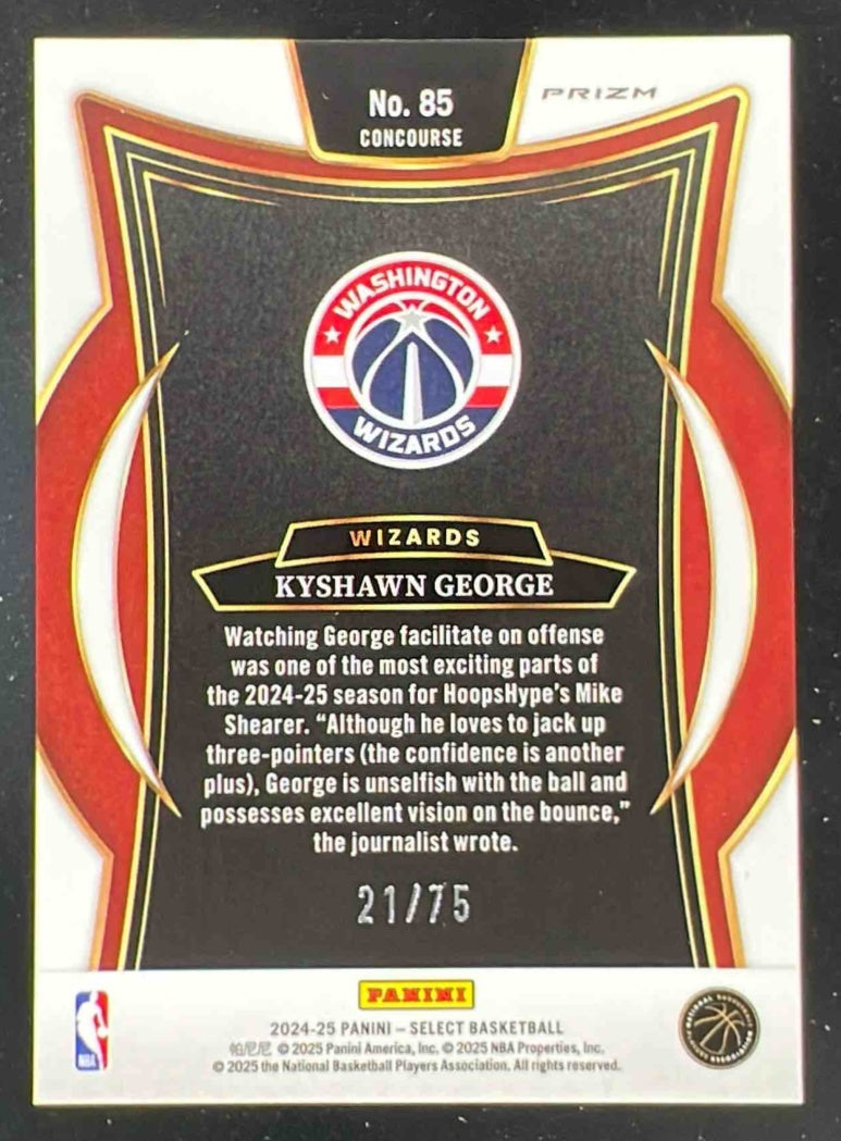 2024-25 Panini Select Concourse Neon Green Prizm #85 Kyshawn George RC /75