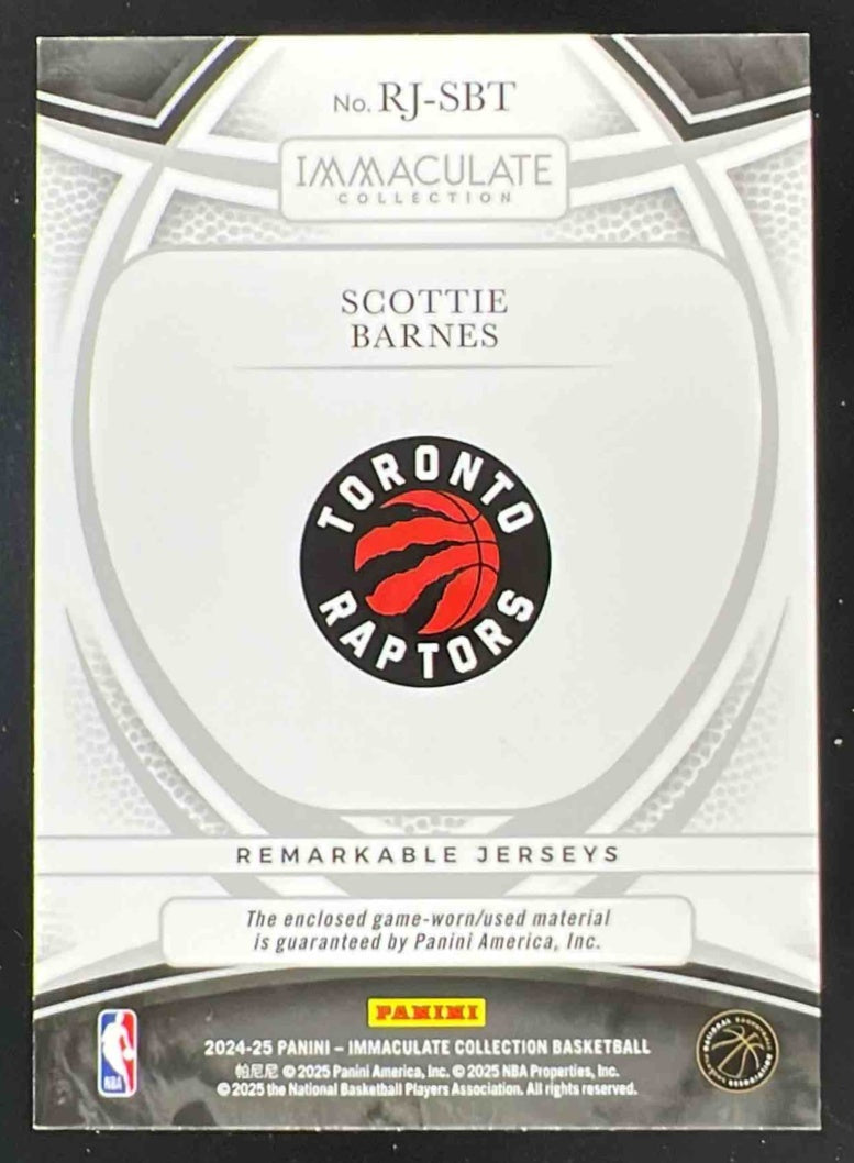 2024 Panini Immaculate Collection Remarkable Jerseys #8 Scottie Barnes /99