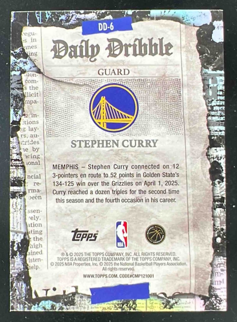 2025-26 Topps The Daily Dribble #DD-6 Stephen Curry