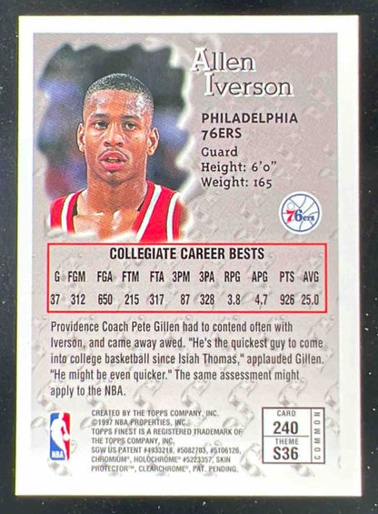 1996-97 Topps Finest Bronze #240 Allen Iverson