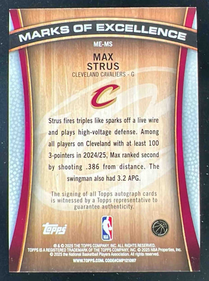 2025-26 Topps Marks of Excellence Black Rainbow #ME-MS Max Strus Auto /10