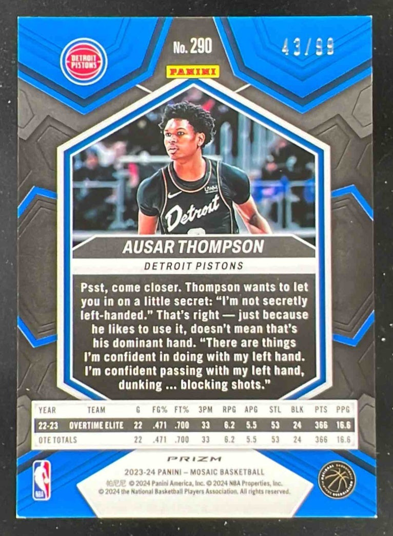 2023-24 Panini Mosaic Purple #290 Ausar Thompson RC City Edition /99