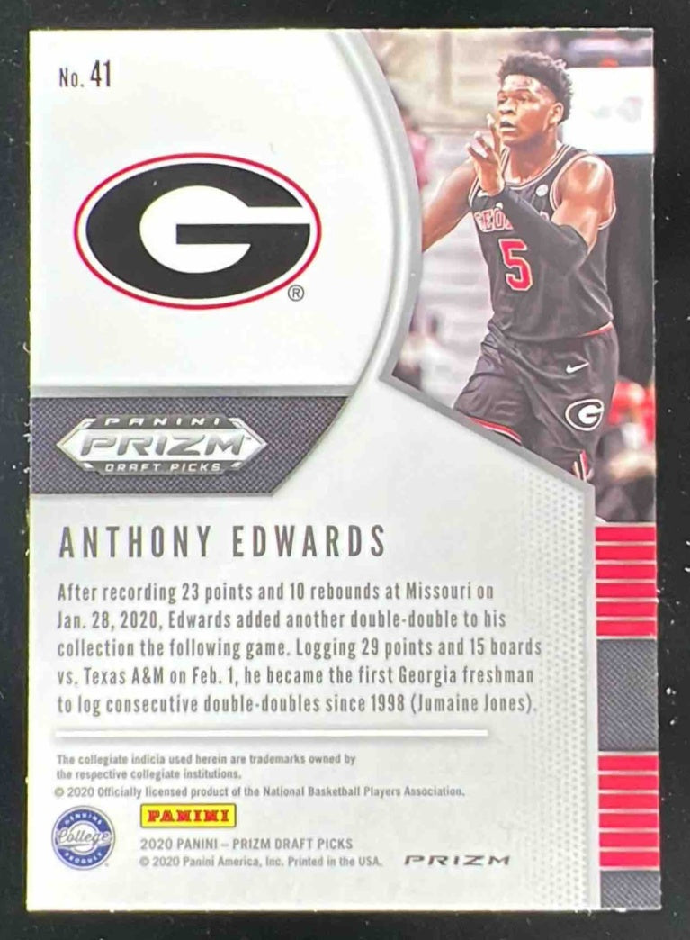 2020-21 Panini Prizm Draft Picks Collegiate Hyper Prizm #41 Anthony Edwards RC