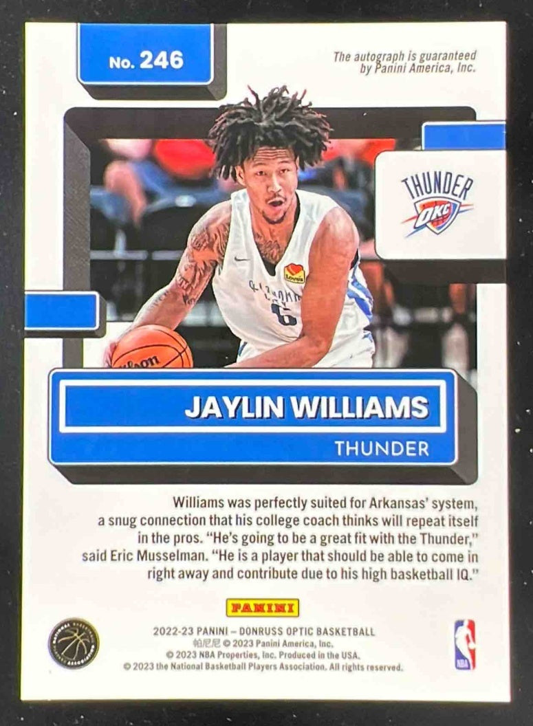 2022-23 Donruss Optic Rated Rookies Signatures #246 Jaylin Williams RC Auto