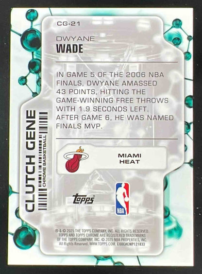 2025-26 Topps Chrome Clutch Gene Aqua Refractor #CG-21 Dwyane Wade /199