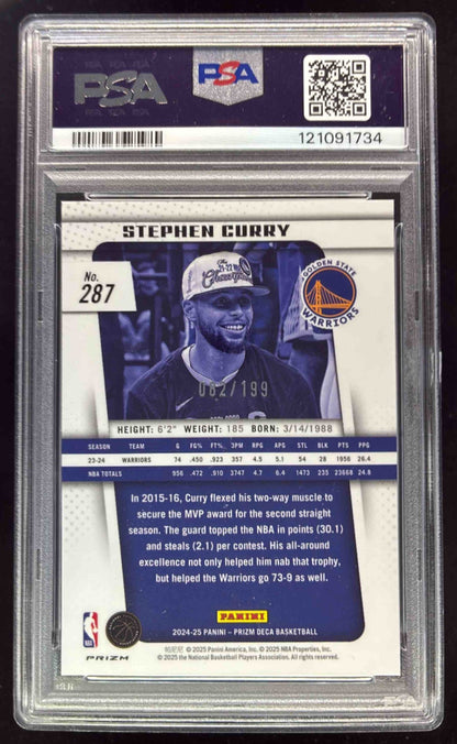2024-25 Panini Prizm Deca Red Prizms #287 Stephen Curry /199 PSA 9