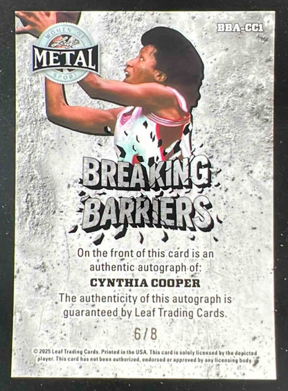 2025 Leaf Metal Breaking Barriers Autograph Cynthia Cooper Auto /8