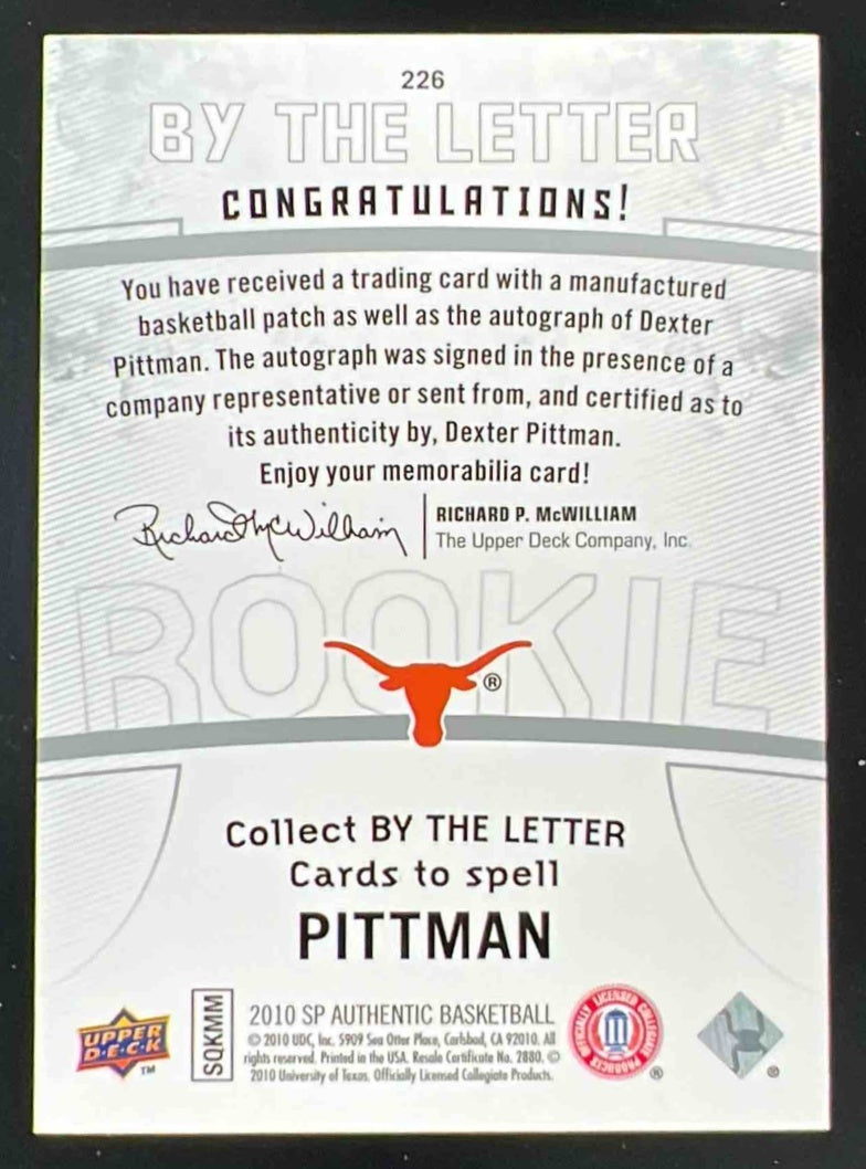 2010-11 SP Authentic #226 Dexter Pittman RC Auto /299