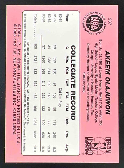 1996-97 Topps Finest Reprints #33 Akeem Olajuwon