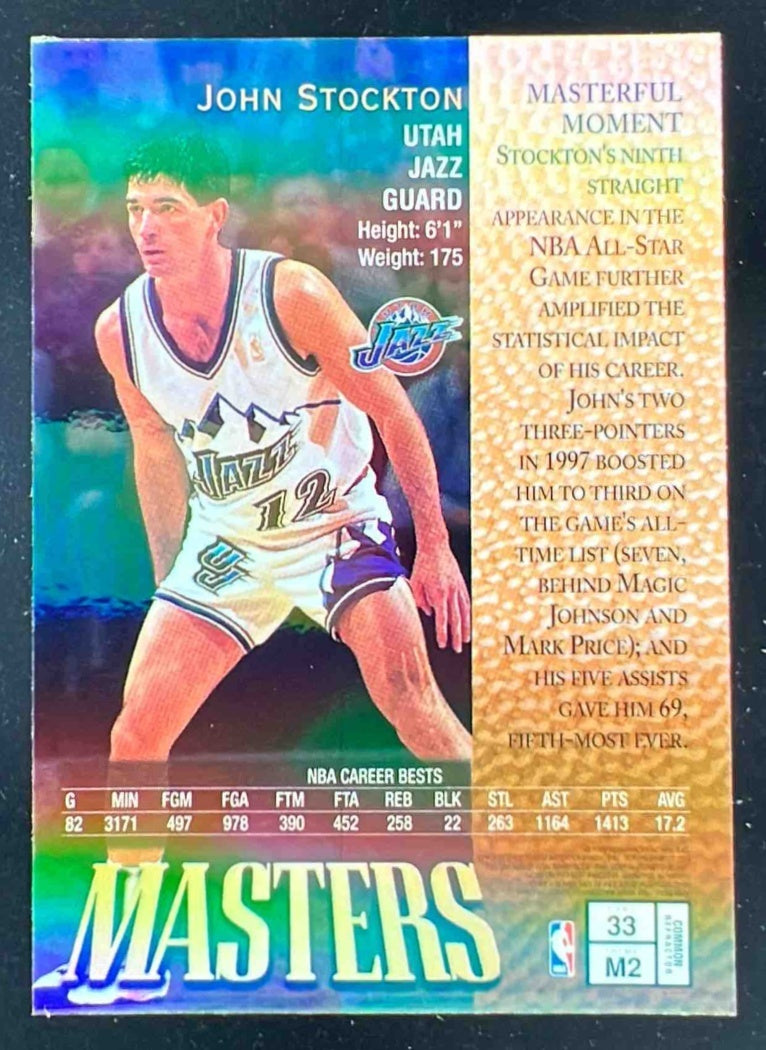 1998-99 Topps Finest Refractors #33 John Stockton