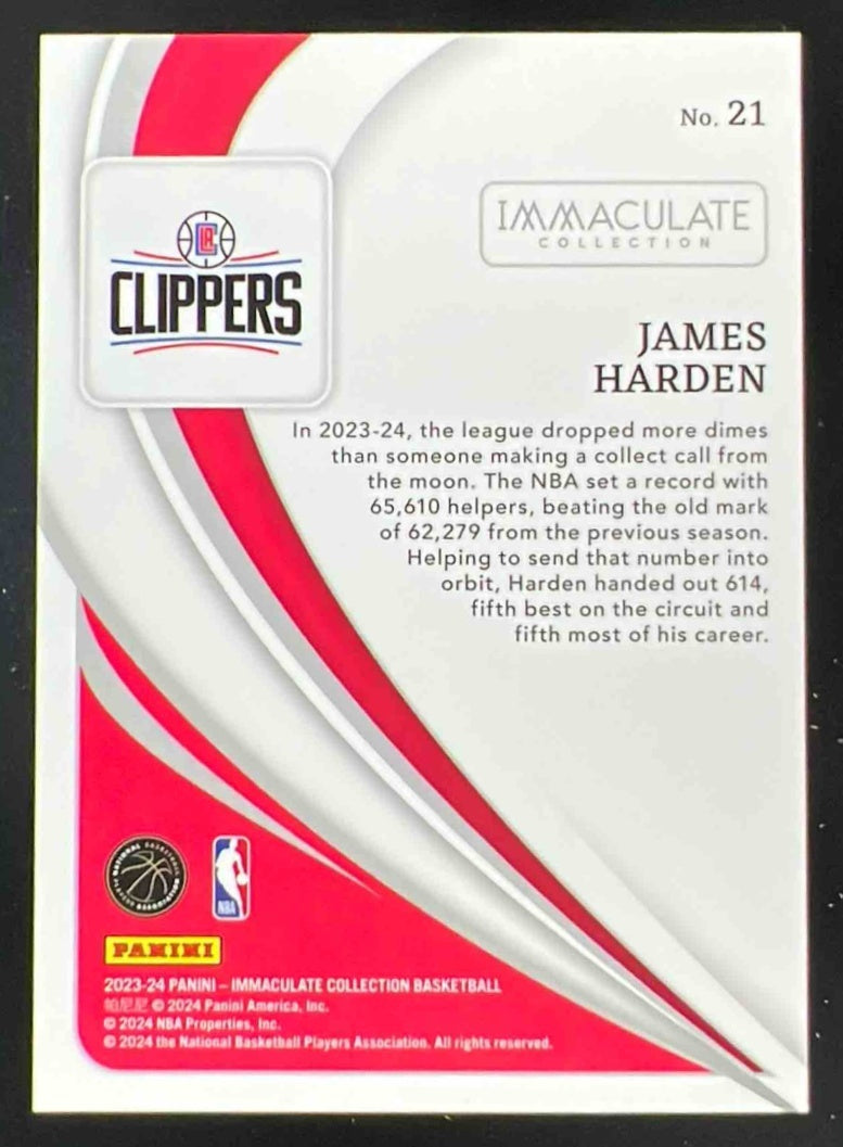 2023-24 Panini Immaculate Blue #21 James Harden /25