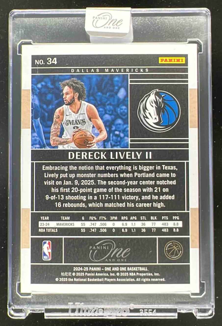 2024-25 Panini One and One #34 Dereck Lively II /75