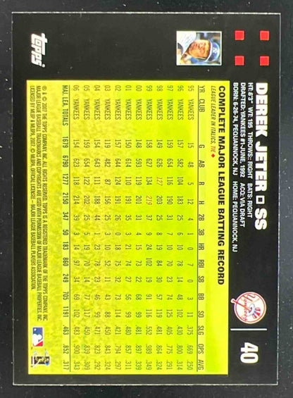 2007 Topps #40b Derek Jeter SP Variation Mantle Bush