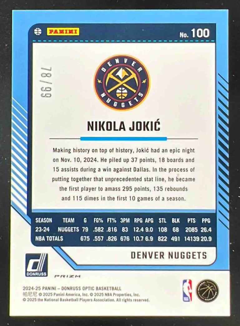2024-25 Panini Donruss Optic Red #100 Nikola Jokic /99