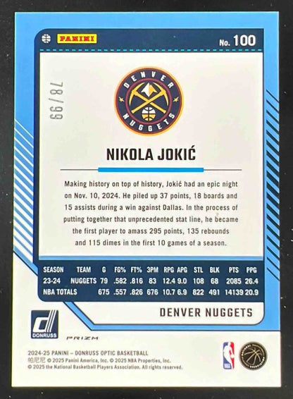 2024-25 Panini Donruss Optic Red #100 Nikola Jokic /99