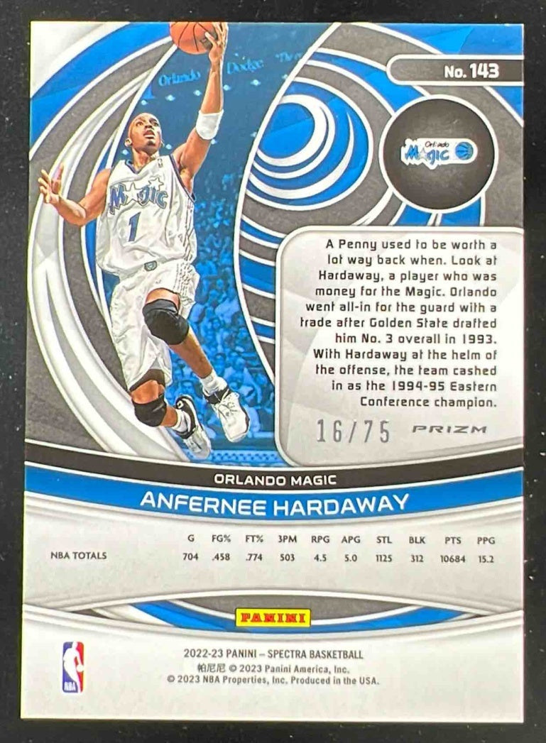 2022-23 Panini Spectra Asia Red and Yellow #143 Anfernee Hardaway /75
