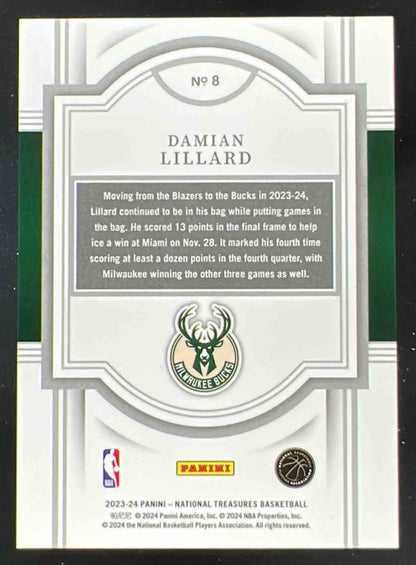 2023-24 Panini National Treasures #8 Damian Lillard /99