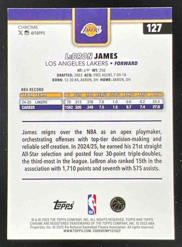 2025-26 Topps Chrome X-Fractor #127 LeBron James