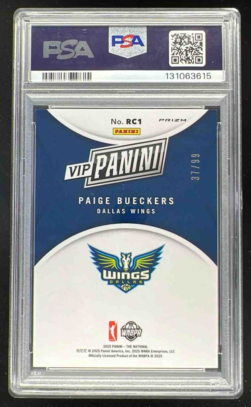 2025 Panini NSCC VIP Gold Packs Red Sparkle #RC1 Paige Bueckers RC /99 PSA 10