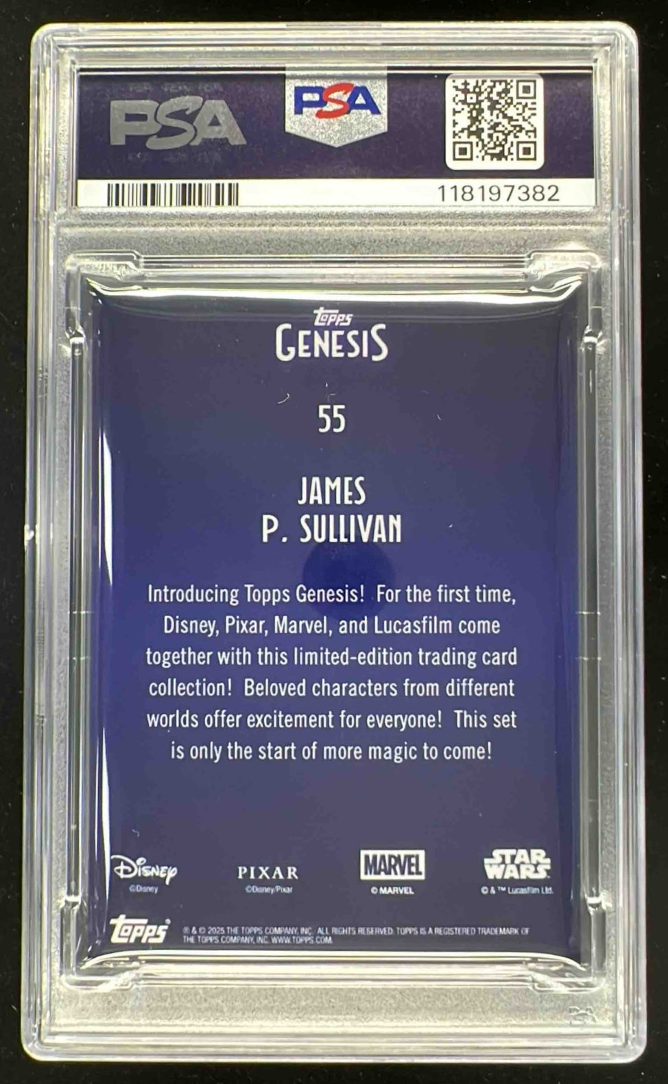 2025 Topps Disney Genesis Black Shimmer #55 James P Sullivan /10 PSA 10