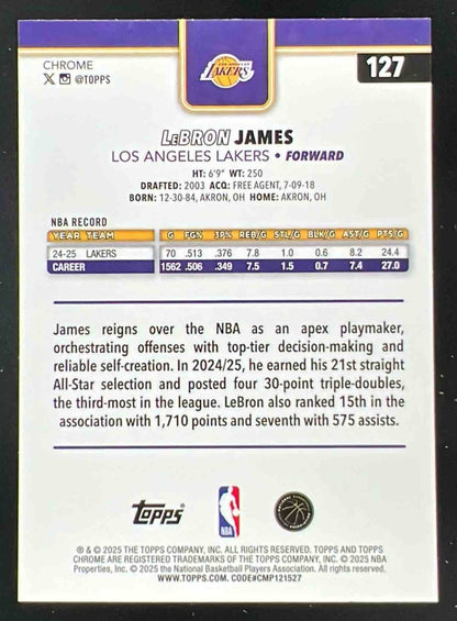 2025-26 Topps Chrome Red, White & Blue Refractor #127 LeBron James