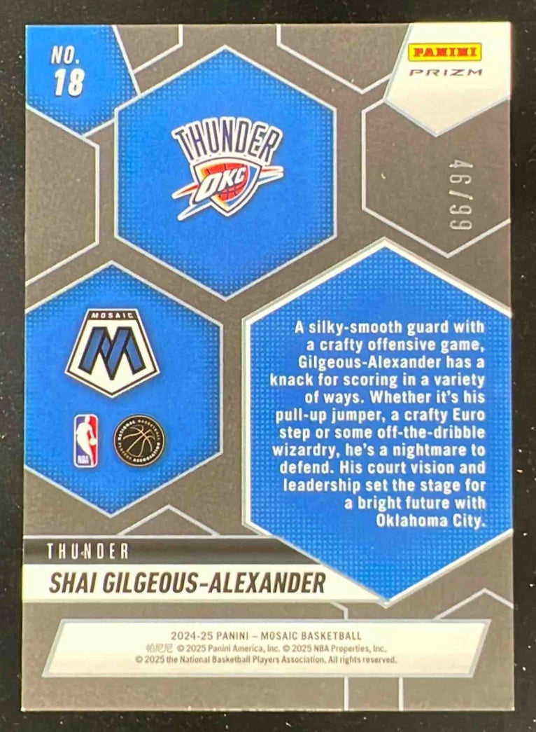 2024-25 Panini Mosaic Montage Purple Mosaic #18 Shai Gilgeous-Alexander /99