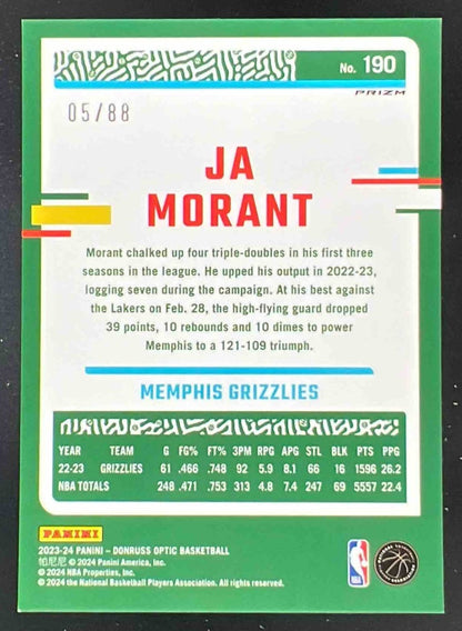 2023-24 Panini Donruss Optic Choice Red Prizm #190 Ja Morant /88