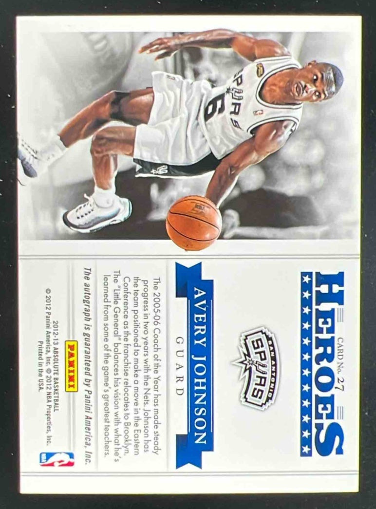 2012-13 Panini Absolute Heroes Autographs #27 Avery Johnson Auto /99