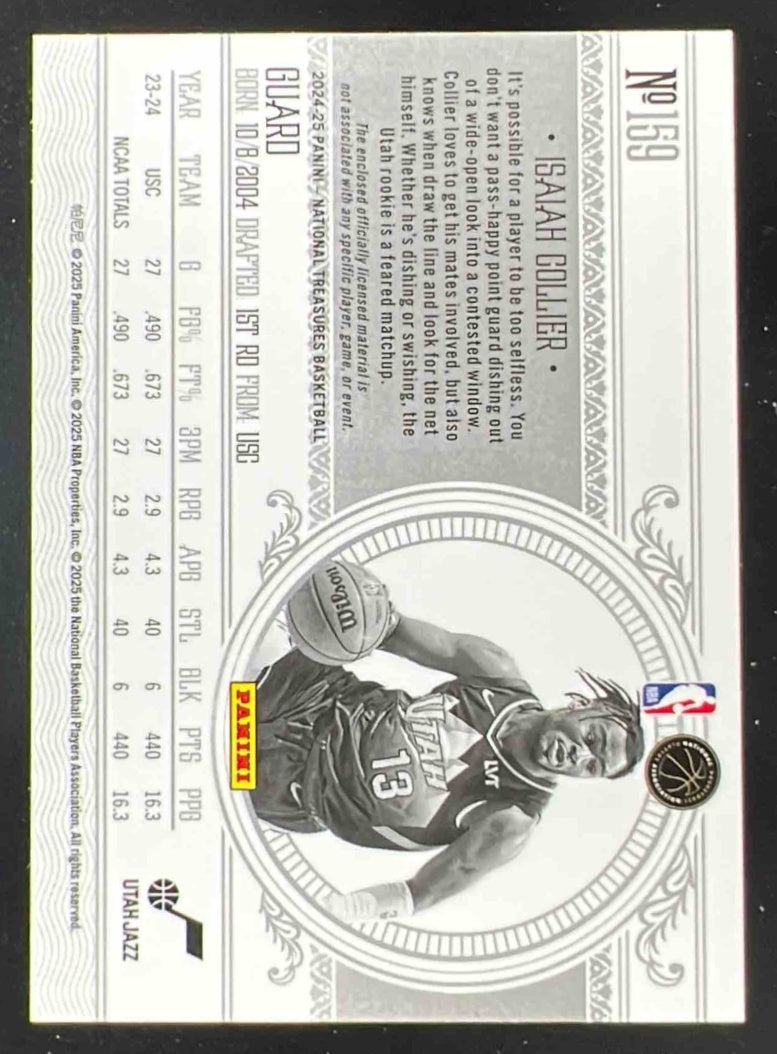 2024-25 Panini National Treasures Rookie Patches #159 Isaiah Collier RC /99