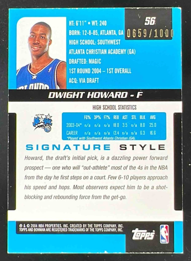 2004-05 Bowman Signature #56 Dwight Howard RC /1000