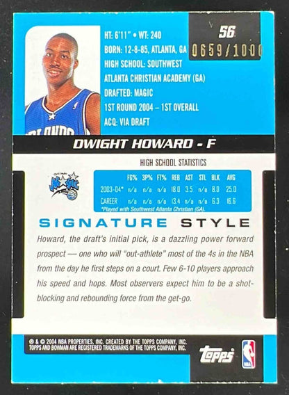2004-05 Bowman Signature #56 Dwight Howard RC /1000