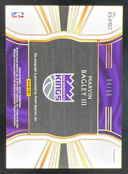 2018 Select Rookie Signatures Neon Green Prizms Marvin Bagley III RC Auto /99