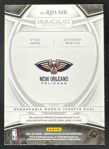 2024 Immaculate Remarkable Jerseys Dual Yves Missi Antonio Reeves RC /75