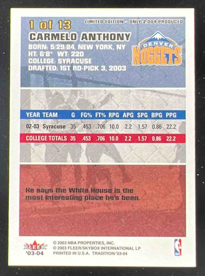 2003-04 Fleer Tradition All Star Weekend #1 Carmelo Anthony RC
