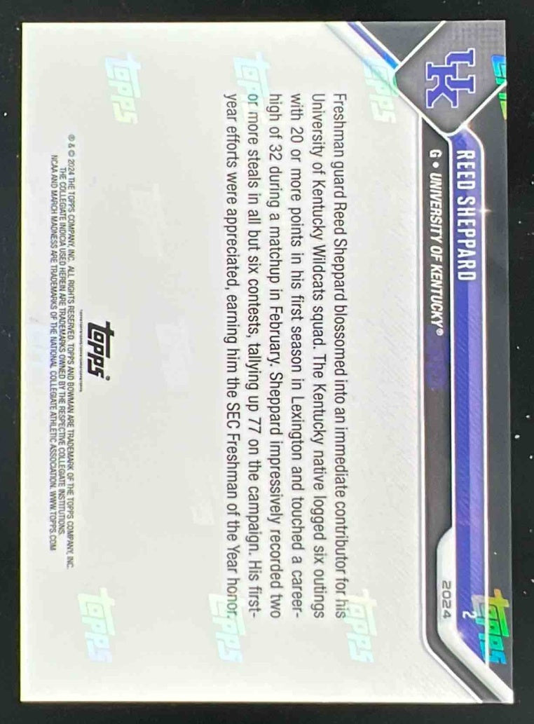 2024 Topps Bowman Now March Madness #2 Reed Sheppard