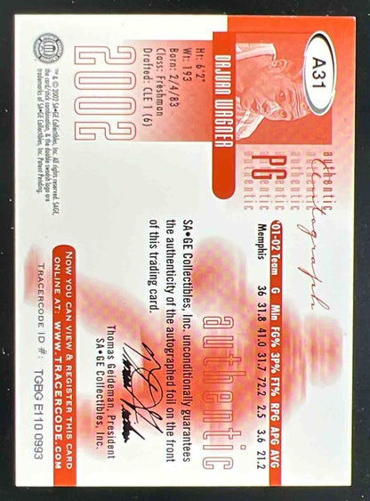 2002-03 SAGE Autographs Gold #A31 Dajuan Wagner RC Auto /70