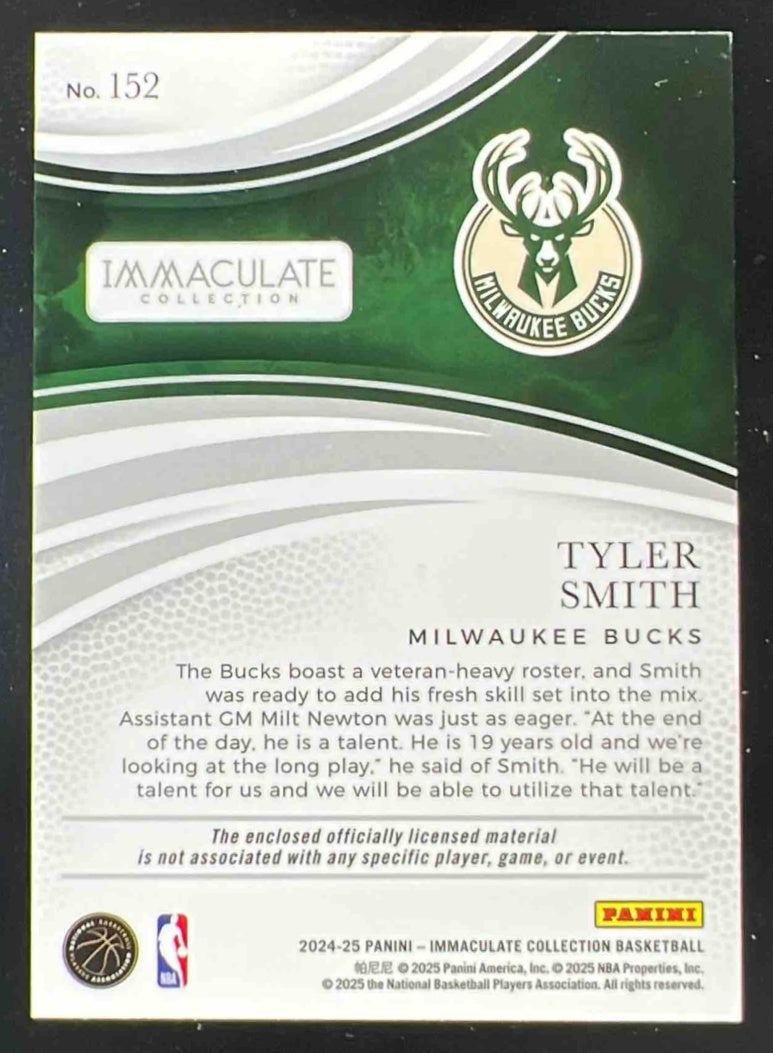 2024-25 Panini Immaculate Collection Rookie Patches Blue #152 Tyler Smith RC /49