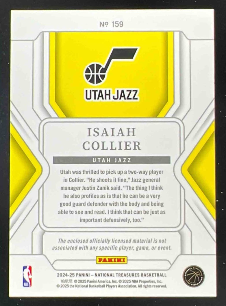 2024-25 Panini National Treasures Rookie Patches #159 Isaiah Collier /99