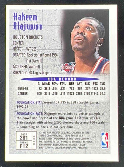 1996-97 Topps Finest Gold #281 Hakeem Olajuwon