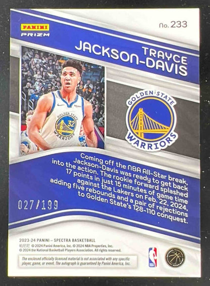2023-24 Panini Spectra #233 Trayce Jackson-Davis Autograph RC Auto /199