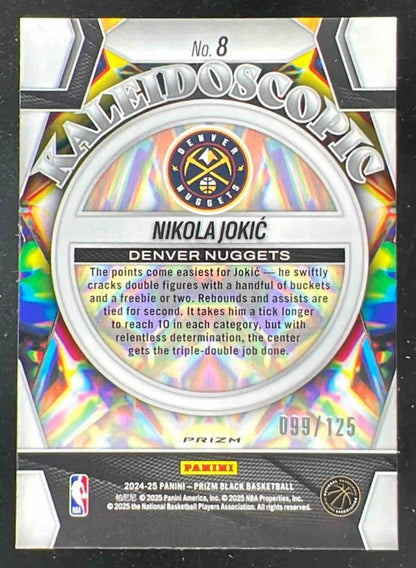 2024-25 Panini Prizm Black Kaleidoscopic Blue Ice Prizms #8 Nikola Jokic /125
