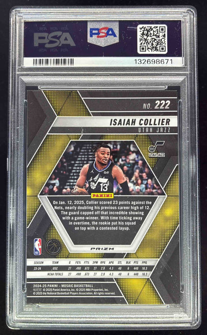 2024-25 Panini Mosaic Genesis Mosaic #222 Isaiah Collier RC PSA 10
