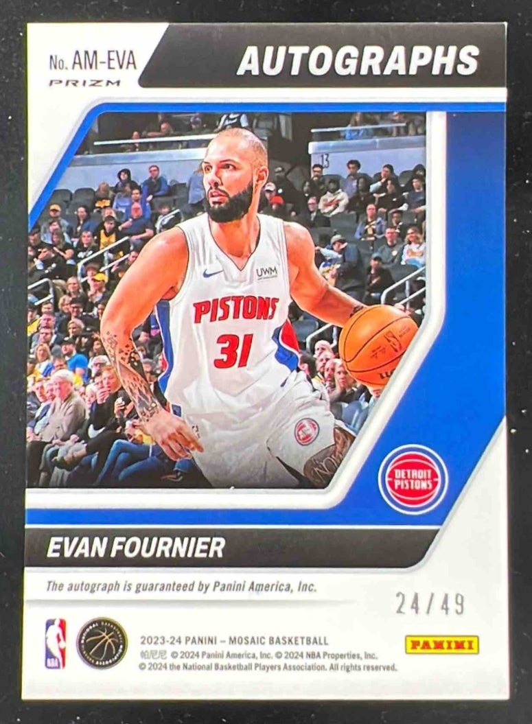 2023-24 Panini Mosaic Mosaic Blue Prizm #AM-EVA Evan Fournier Autograph Auto /49