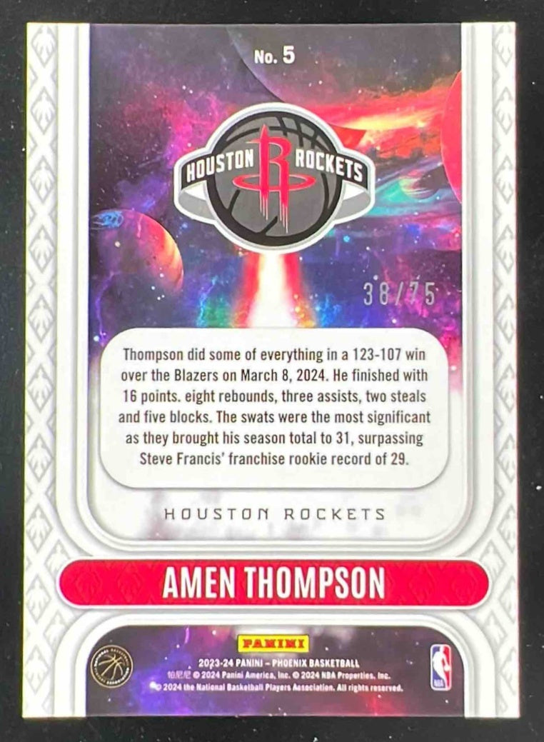 2023-24 Panini Phoenix Rookie Rising Purple #5 Amen Thompson RC /75