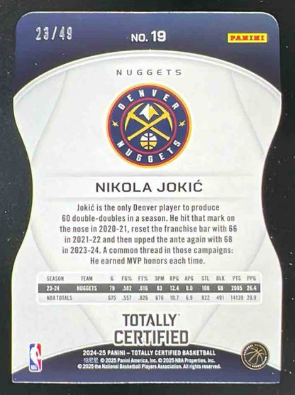 2024-25 Totally Certified Purple Die-Cut Platinum Mirror #19 Nikola Jokic /49
