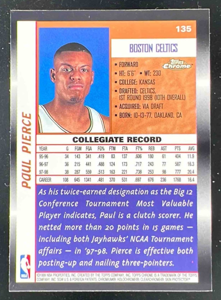 1998-99 Topps Chrome #135 Paul Pierce RC
