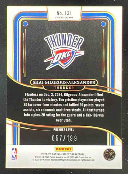 2024-25 Panini Select Premier Red Prizm #131 Shai Gilgeous-Alexander /199