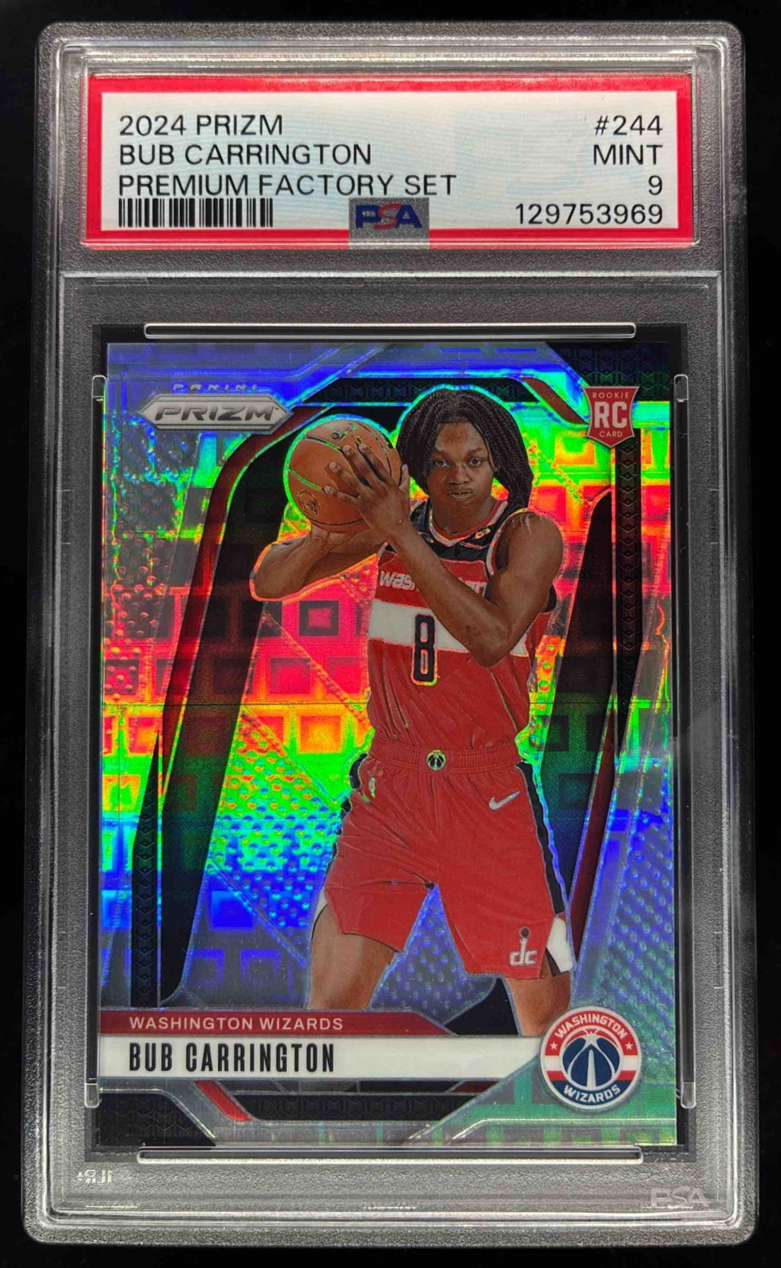 2024-25 Panini Prizm Premium Factory Set Prizm #244 Bub Carrington /150 PSA 9